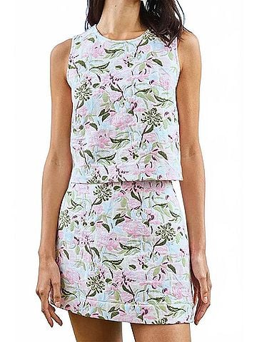 Hunter Bell Rebecca Sleeveless Tank Top in Magnolia Grove Jacquard (view 2)