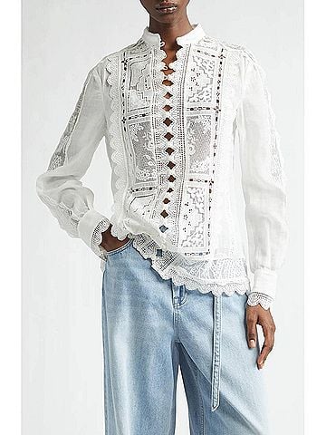Zimmermann Aster Embroidered Blouse in Ivory (view 2)