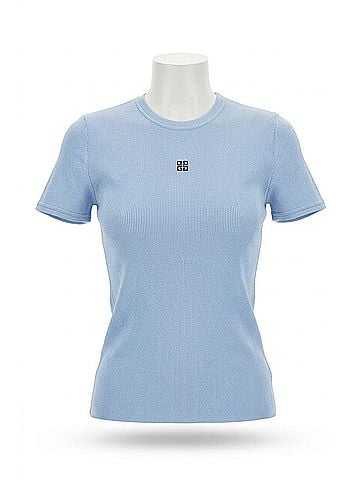 Givenchy Women's Short Sleeve Rib Tee in Babyblue (view 1)