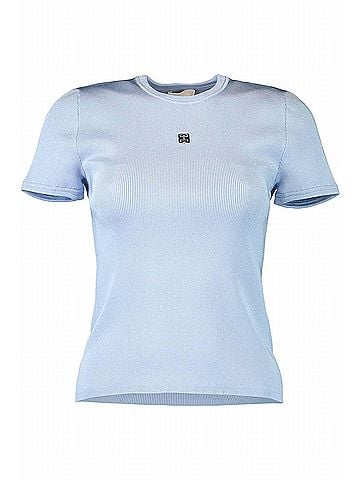 Givenchy Women's Short Sleeve Rib Tee in Babyblue (view 2)
