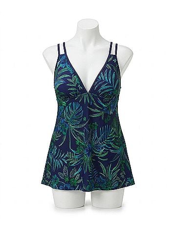 Trimshaper Tracey Swim Dress One Piece in Tropical Tessellation (view 1)