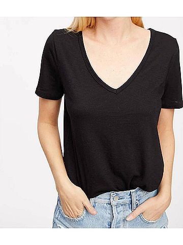Socialite V Neck Tee in Black (view 2)