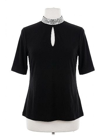 Perseption Concept Alondra Embellished High Neck Collar Top in Black (view 1)