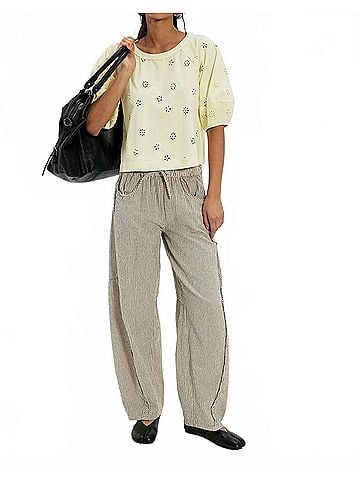 Free People Jessie Eyelet Tee in Lemon Water Combo (view 2)