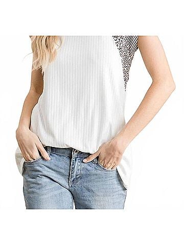Reborn J Animal Print Cap Sleeve Top in Ivory (view 2)
