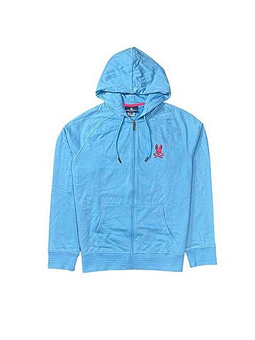 Psycho Bunny Men's Full Zip Hoodie in Glacial Blue (view 2)