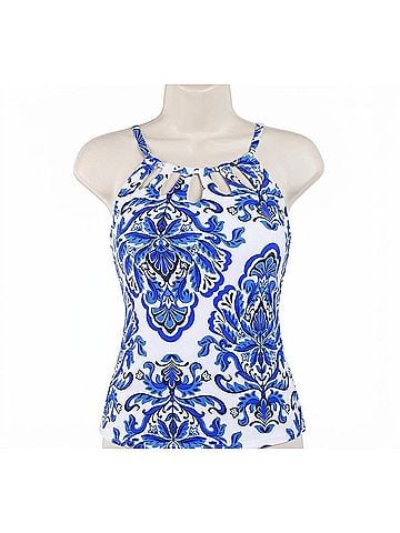 24th & Ocean Cutout High Neck Tankini - Plus in Talavera (view 1)