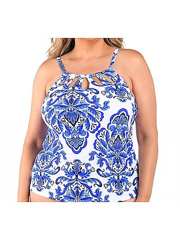 24th & Ocean Cutout High Neck Tankini - Plus in Talavera (view 2)