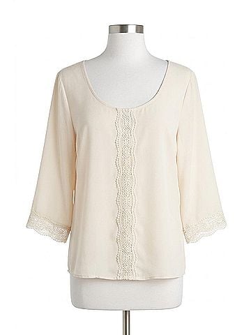 Judith March Scoop Neck With Crochet Details in Ivory (view 1)