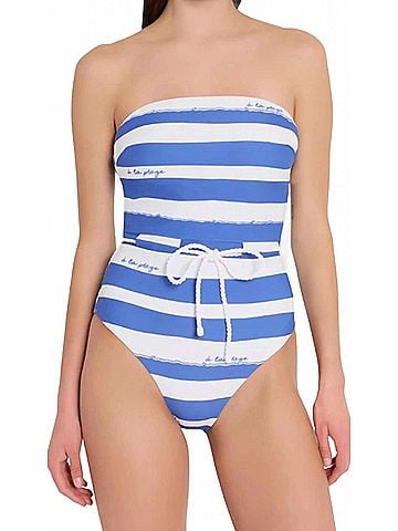 Milly A La Plage Belted One Piece Bikini in Blue (view 2)