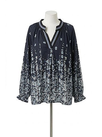 Umgee Floral Vine Print Blouse - Plus in Black (view 1)