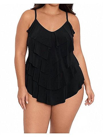 Trimshaper Rachel Tankini Top - Plus in Black (view 2)