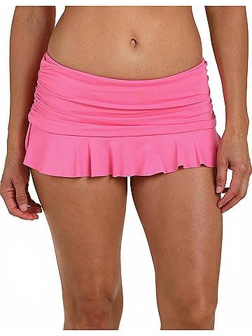 La Blanca Island Goddess Ruffle Skirted Bottom Bikini in Rose Pink (view 2)