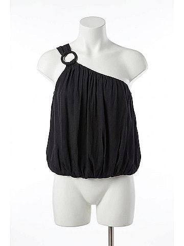 Do & Be One-Shoulder Draped Satin Top in Black (view 1)