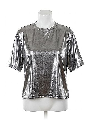 Ellison Short Sleeve Boxy Shirt in Liquid Silver (view 1)