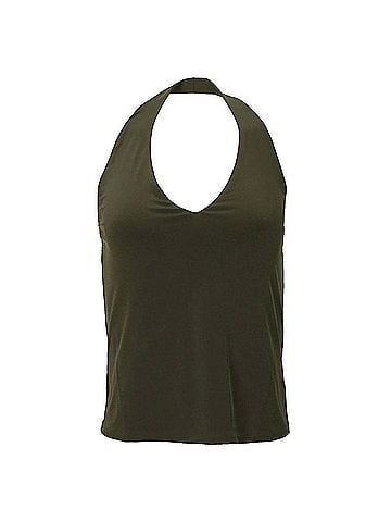 Lanston Philosophy Halter Top in Army (view 1)