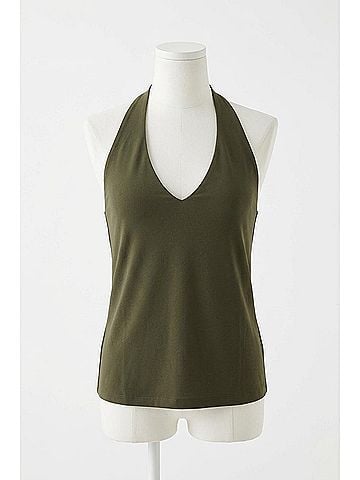 Lanston Philosophy Halter Top in Army (view 2)