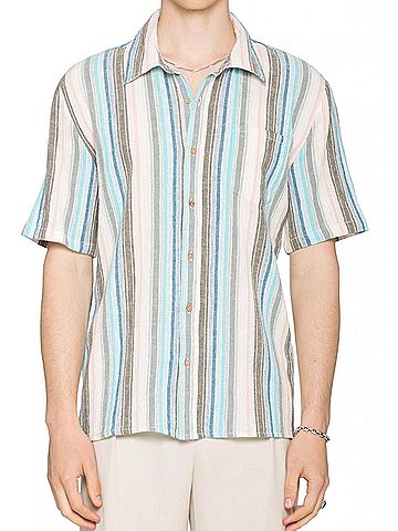 Raga Short Sleeve Button Down Shirt in Multi (view 2)