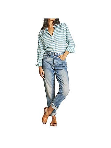 Trovata Blake Oversized Boyfriend Shirt in Blue (view 2)