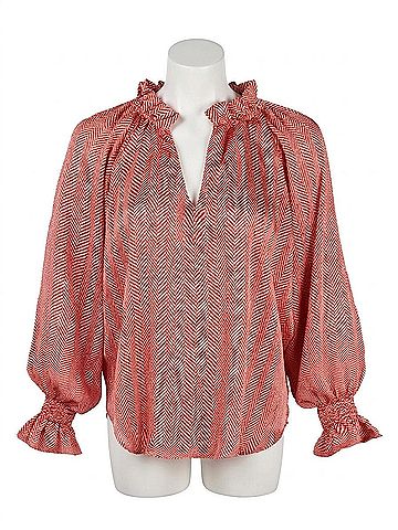 Finley Herringbone Candace Top in Red/Cream (view 1)