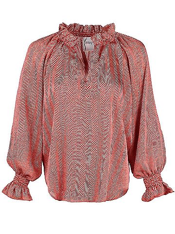 Finley Herringbone Candace Top in Red/Cream (view 2)