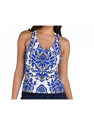 24th & Ocean Cutout Strap Tankini Top in Talavera Periwinkle (view 2)