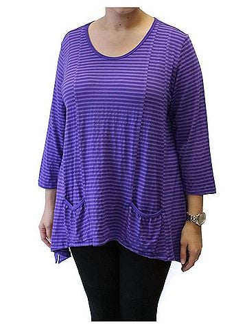 Kleen Tonal Striped Pocket Tunic in Violet (view 2)