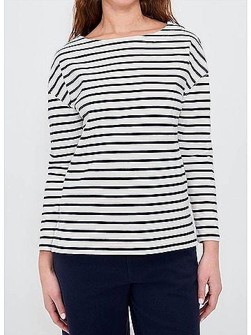 Alex Mill Avignon Boatneck Striped Tee in Ivory/Navy (view 2)
