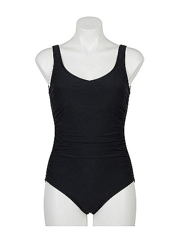 Maxine of Hollywood Solid Side Shirred One Piece Swimsuit in Black (view 1)