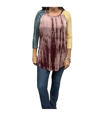 Reborn J Three Quarter Sleeve Top in Wine (view 2)