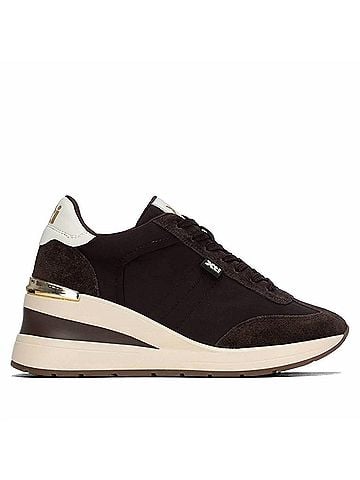 XTI Women's Casual Wedge Lace- Up Sneakers in Brown (view 1)