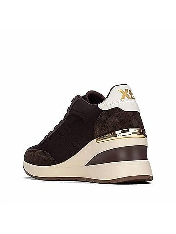 XTI Women's Casual Wedge Lace- Up Sneakers in Brown (view 2)