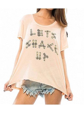 Wildfox Let's Shack Up Lazy Weekend Tee in Coral Shell (view 2)