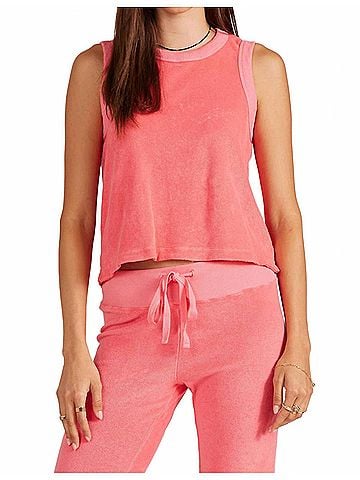Bobi Raw Edge Muscle Terry Tank Top in Camelia (view 2)