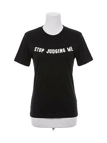 Wildfox Stop Judging Me" Tee Bodysuit in Clean Black (view 1)