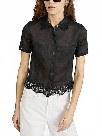 FRAME Embroidered Seaside Shirt in Black (view 2)