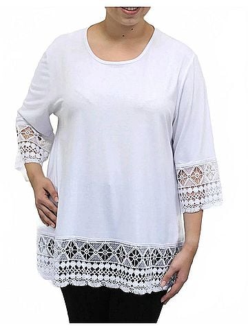 Southern Lady Moonlight Lace Trim Top in White (view 2)