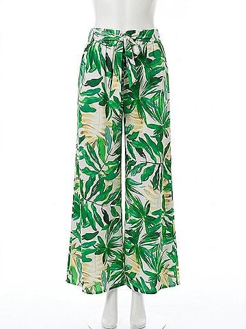 Tyche High-Rise Lightweight Wide Leg Pants in Green (view 1)