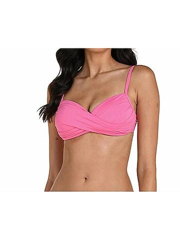 La Blanca Island Goddess Over The Shoulder Wrap Top in Rose Pink (view 2)
