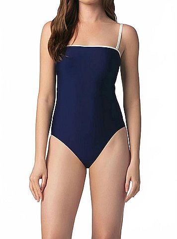 Helen Jon Bandeau With Contrast One-Piece in Navy Ivory (view 2)