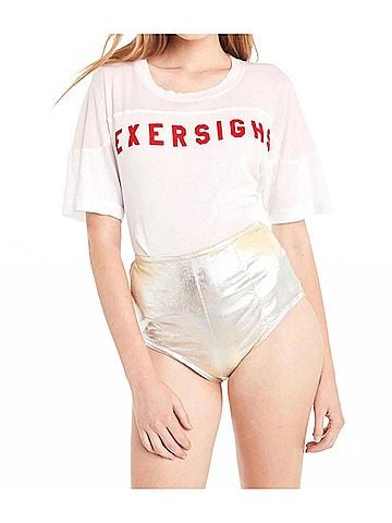 Wildfox Exersighs Samuel Crewneck Tee in Clean White/Pink (view 2)