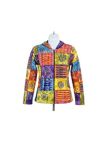 Rising International Handmade Hoodie in Orange/Blues (view 1)