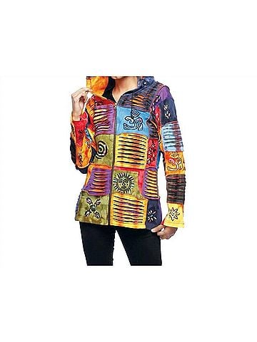 Rising International Handmade Hoodie in Orange/Blues (view 2)