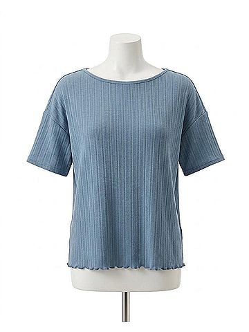 Eberjey Pointelle Short Sleeve Top in Faded Denim (view 1)