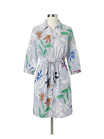 Tribal Sailboat Shirt Dress in Blue Multi (view 1)