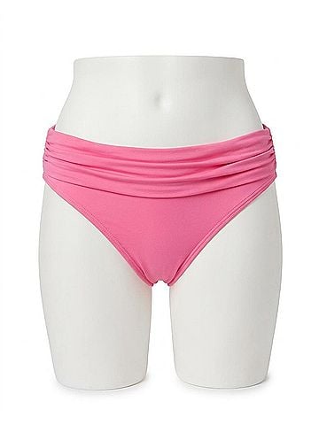 La Blanca Island Goddess Shirred Band Hipster Bottom Bikini in Rose Pink (view 1)