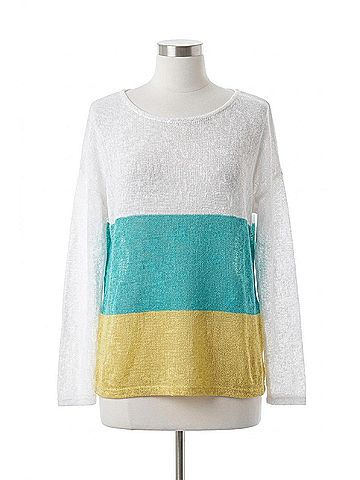 Sweet Claire Colorblock Long Sleeve Top in Multi (view 1)