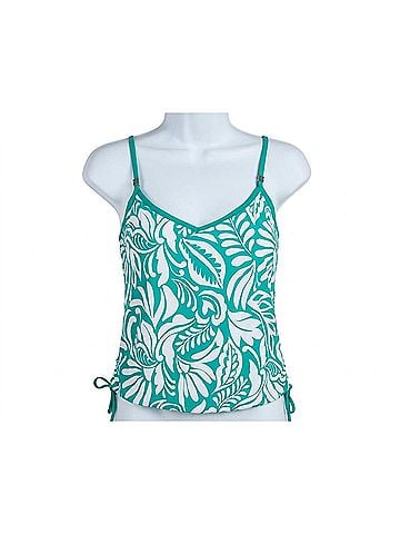 24th & Ocean Underwire V-Neck Blouson Tankini Top in Ornate Emerald (view 1)