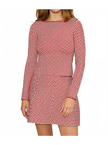 Lucy Paris Delia Long Sleeve Top in Red (view 2)