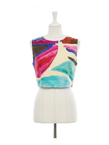 Hunter Bell Royce Cropped Sleeveless Top in Stroke Of Spring (view 1)